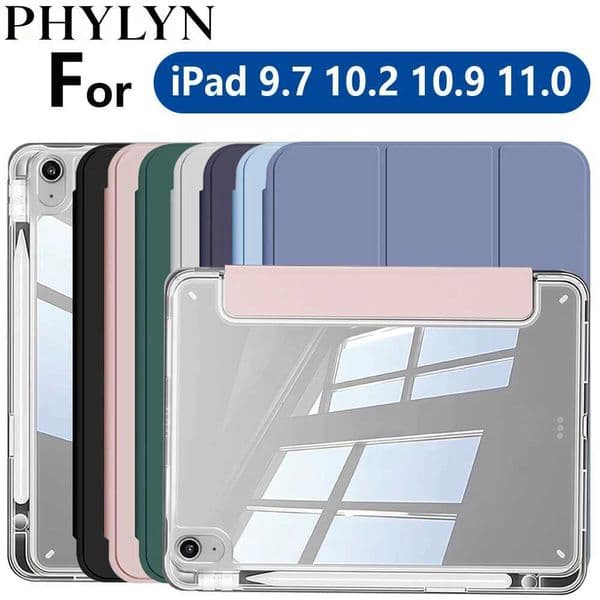 Case for iPad A16 11th Gen 10th Gen 11-inch 2025 iPad 9th/8th/7th/6th/5th gen iPad Air Crystal Clear Case with Pencil Slot H260421