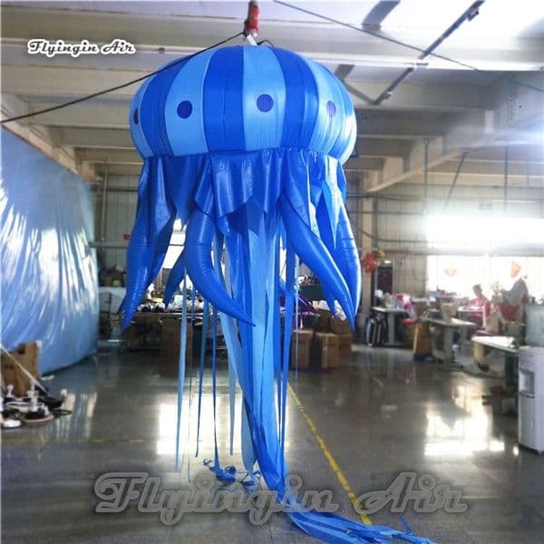 Personalized Lighting Inflatable Jellyfish Balloon 2.5m/6m Height Blue/Purple Hanging LED Jelly Fish Model For Concert And Party Decoration