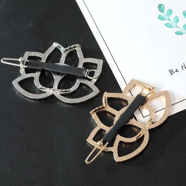 style accessory, hollow rose flower with concave and convex surfaces, alloy electroplated hairpin ornament for women