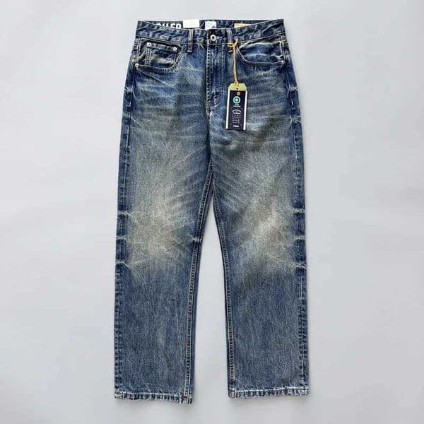 2026 Spring New Arrival Light Blue Straight-Leg Denim Jeans for Men American Retro Washed Blue Denim with Whisker Effect Pants S26421