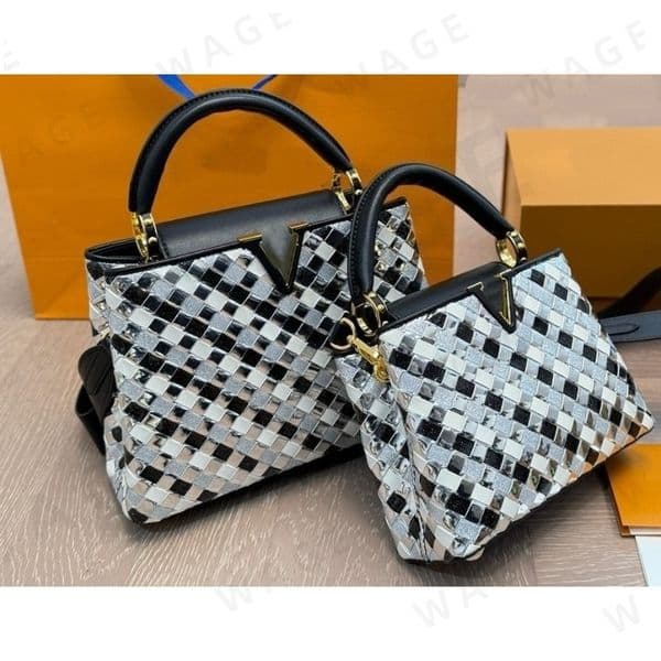2026 Women's Metallic Woven Tote Bag - Logo Decor Multi-Size, Multi-Colors, Luxury Stylish, Soft Lining, Premium Material, Ideal for Party/Daily/Leisure Matching-4