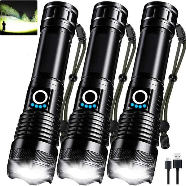 Powerful d Flashlight All Aluminum Alloy Rechargeab Tactical Torch Light with 26650 Battery For Outdoor Cam HikingT260421