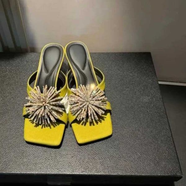 Womens Summer Slippers 2026 New Fashionable Outdoor High-End Sandals with Rhinestone Chunky High Heels J260421