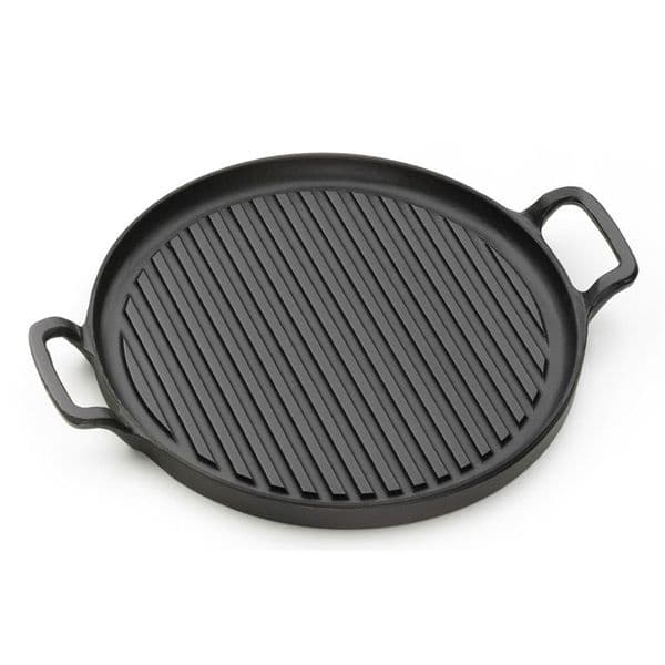 Double ear striped round pan, thickened iron baking tray, commercial flat bottomed pan