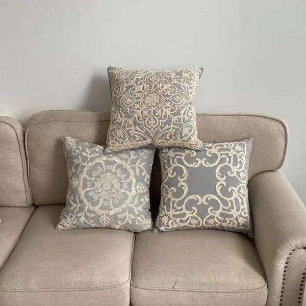 40x40 Elegant Embroidered Cushion Cover Damask No Printing Pillow Case for Sofa Couch Living Room Luxury Home Decor Pillowcase 26L0421