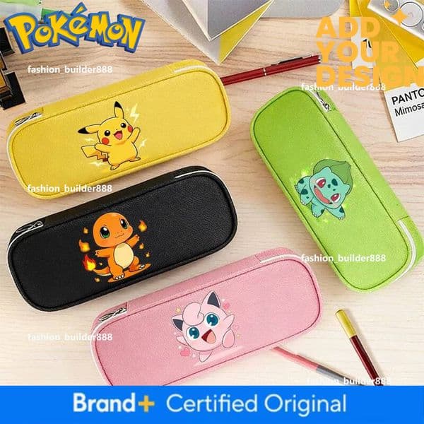 Pokemons Pencil Case Game Cute Cartoon Characters Kid Boy Girl Student Anime Back To School Stationery Storage Canvas Pencil Bag
