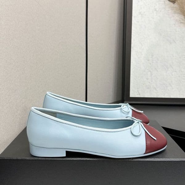 26ss 26ss Designer Ladie Classic Slingback Ballerinas Women Flat Color Blocked Sneakerina Bow Tie Ballet Shoes Leather