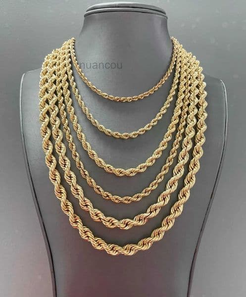 4Mm/6Mm/8Mm/10Mm Rope Vct Chain Bracelet and Pendant Necklace for Men and Women 14K Gold Plated Jewelry Wholesale 251223