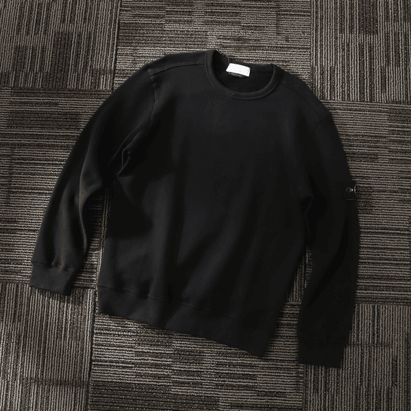 Men's casual round-neck sweatshirt pure cotton fleece pullover solid-colored sweatshirt