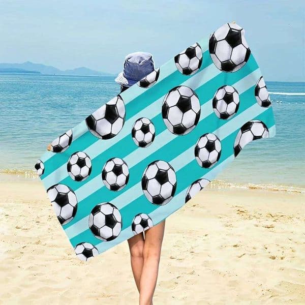 Soccer-Themed Quick-Dry Towel - Lightweight, Fade-Resistant Durable Microfiber, Perfect for Beach & Pool 26Y0421