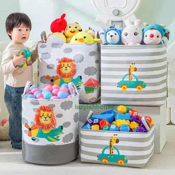 Folding Storage Basket Linen Fabric Wardrobe Office Bedroom Closet Toys Laundry With Handle Organizer 260421