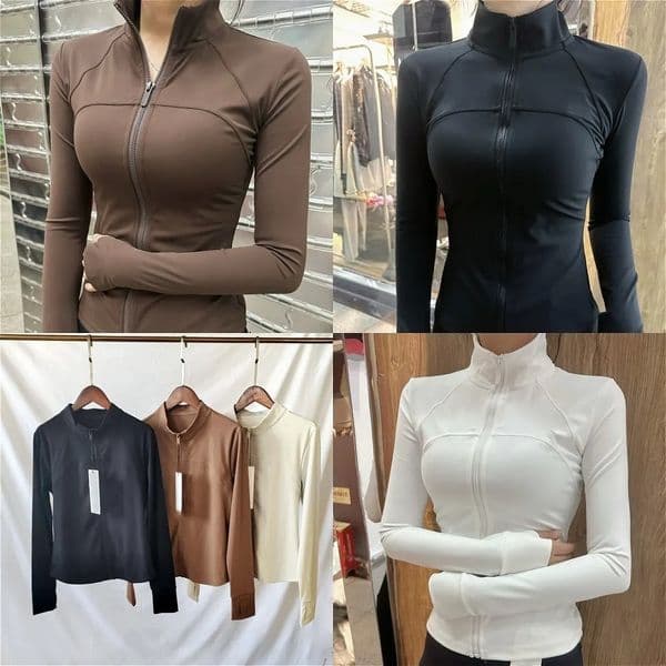 Designer Women's Yoga short jackets Workout Sport Coats Fitness Zipper Up Tight Jacket Sports Quick Dry Activewear Top Solid Sweatshirt Sportwear NEW