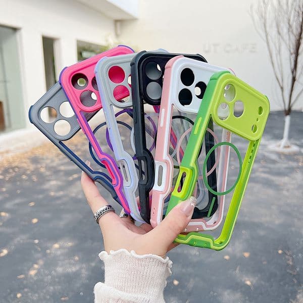 3-in-1 Shockproof Armor MagSafe Case for iPhone 17 16 Plus 15 Pro 14 13 12 11 17plus 17air Full-Body Protective Anti-Slip Bumper Case with Colorful Contrast Frame Cover