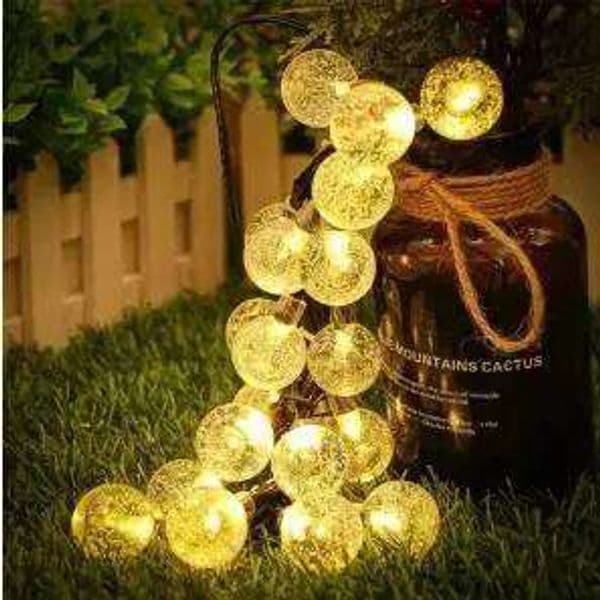 LED Solar Crystal Globe String Lights Warm White Outdoor Garden Patio Yard Pathway Party Decorative Fairy Light Waterproof
