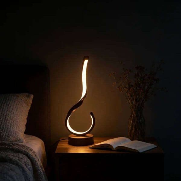 1PC Modern Curved Hook LED Lamp - USB Powered Ambient Light for Bedroom & Office