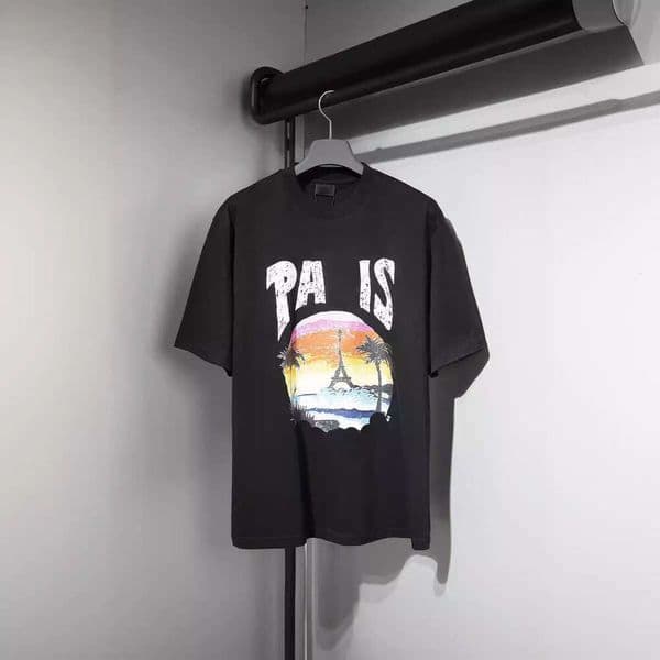 Designer 2026 version new style sunset tower coconut tree print loose-fitting unise short-sleeve luxury T-shirt for nd sles Free Shipping