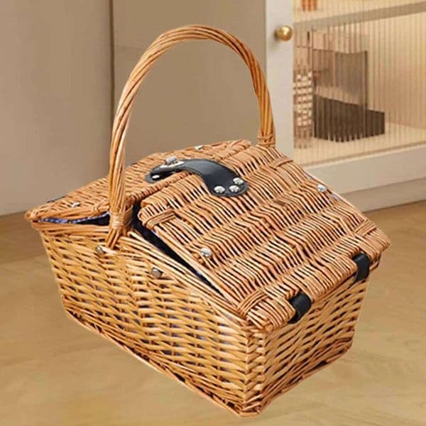 Picnic with Lid and Handle Multipurpose Shopping Basket Farm Storage 26Y0422
