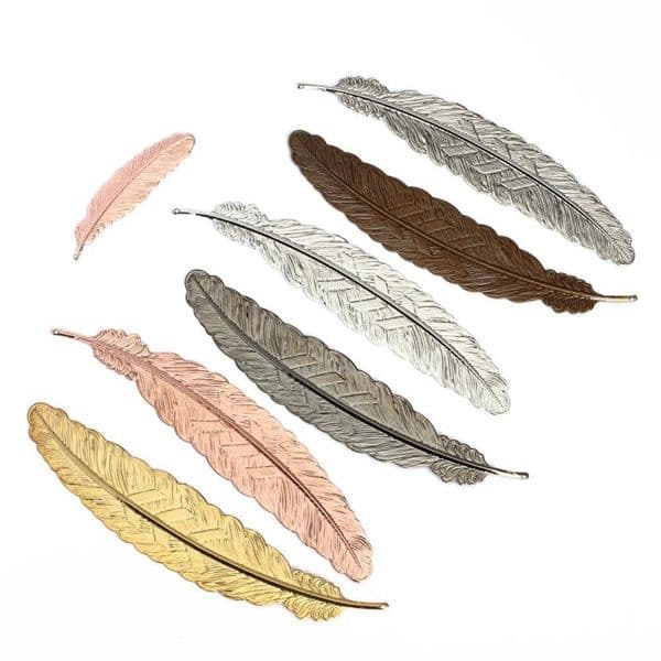 Creative Bookmark Retro Feather Shaped Metal Bookmarks Page Marker Office School Bookmarks for Books