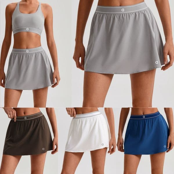 2122AO Women Yoga Bra Pilates Running Outdoor Fitness Clothing A-shaped Yoga Short Skirt High Waist Anti-exposure Leisure Sports Short Skirt Fitness Tennis Skirt