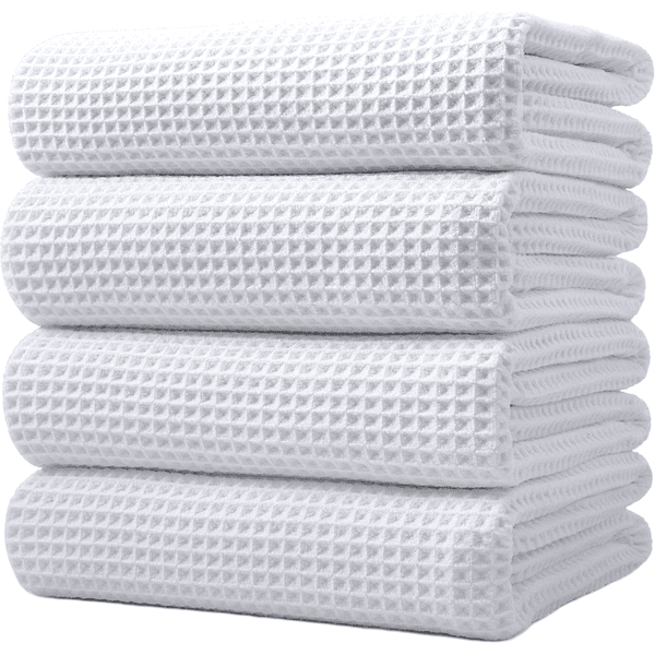 GSM Microfiber Bath Towels 4 Pack, 60x30 Inch Oversized Quick Dry Lint Free Waffle Weave Towels for Bathroom, Gym, Travel