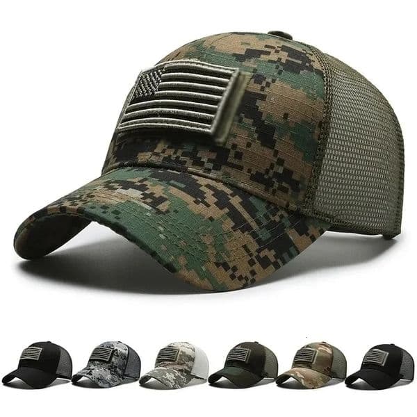 American Flag Camouflage Sticker Embroidered Baseball Cap Net Hat Men Outdoor Cap 260421