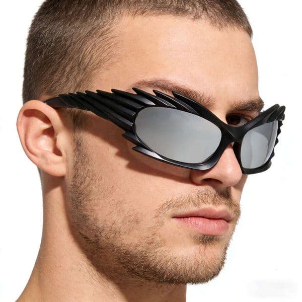 2026 New Trendy Wing-Shaped Sunglasses Men With Gradient Colorful Lenses, Stylish Eye-Catching For Going Out, Versatile And Unique Designer
