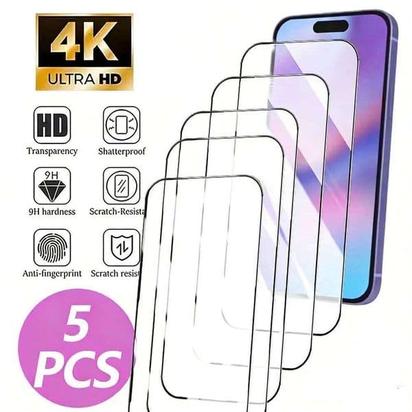 1-5PCS 9D Full Cover Tempered Glass 17 17e 14 Max 16 15 Plus Screen Protector For iPhone 13 12 11 Pro X XR 26L0422