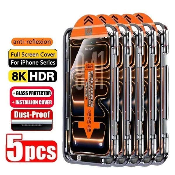 1-5PCS Easy Install HD Screen Protector For iPhone 17 Pro Max 15 16 13 11 14 16e 12 Mini XR X Xs 7 8 Plus Air Tempered Glass 26L0422
