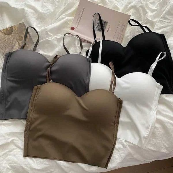 Women Camisole Slim Fit Sexy Stretch Push Up Bra with Chest Pads Cropped Navel Short Tube Tops Sexy Babes Suspenders L260421