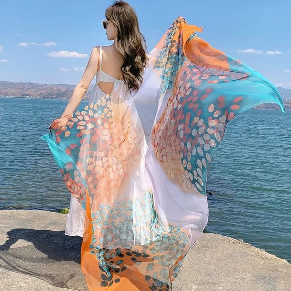 Thin Transparent Travel Beach Sunscreen Scarf for Women Bikini Large Shawl Sarong Wrap Brazilian Swimsuit Coverups 125x180cm 260407