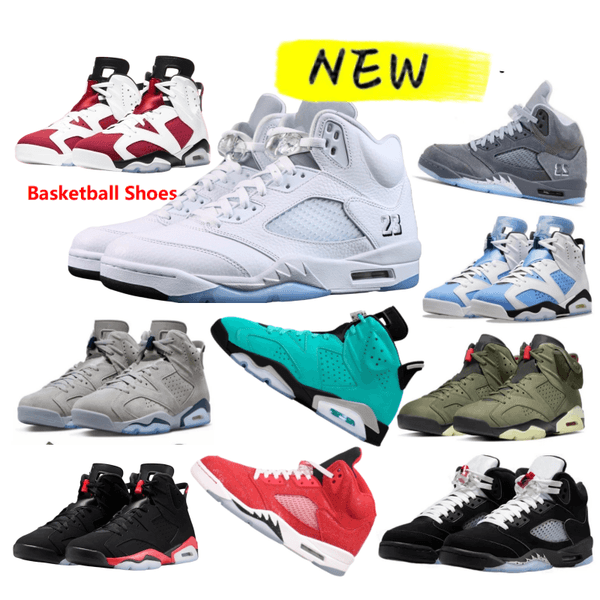 New 5 White Metallic 6 Carmine Basketball Shoes With Box Fire Red Infrared Salesman 6s Wolf Grey Racer Blue Lucky Green black cats Red Thunder Cement 2026
