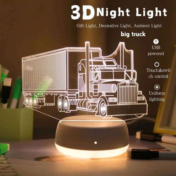 Big truck shaped 3D night USB power supply, bedroom desktop decoration, holiday gift table light, for friends and family