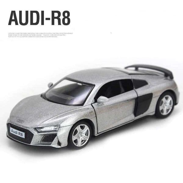 1:36 Scale Audi R8 Alloy Diecast Cars Model Toy High Simulation Metal Body Doors Opened Pull Back Vehicles For Childrens Gifts 26W0422