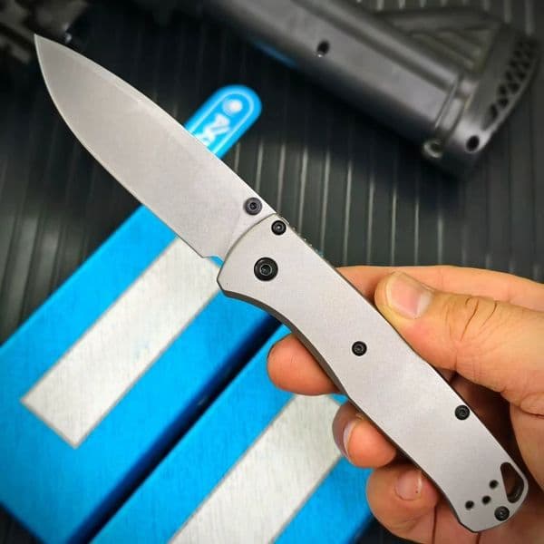 BM Mini 533-TI Damascus Titanium alloy Handles Bugout Folding Knife Outdoor camping hunting pocket EDC utility KNIVES thumbnail 2