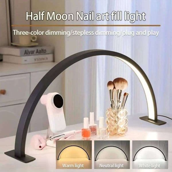 Half moon shaped nail lamp with adjustablebrightnessand color temperature suitablefor extending nails eyelashes and skincare