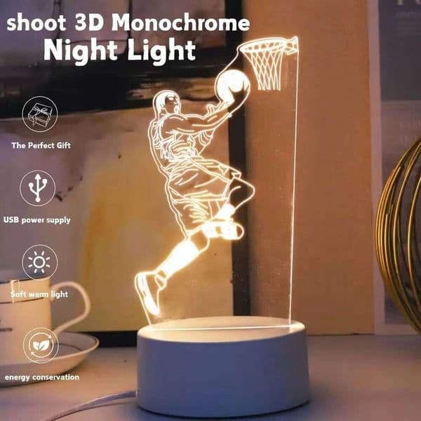 LED 3D Basketball Theme USB Bedroom Headboard Creative Desk Lamp Sports Enthusiast Gift Decoration Night Light
