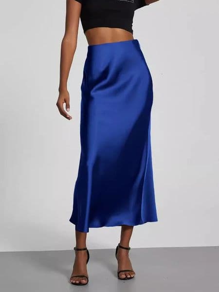21 Colors 2026 Womens Elegant High Waist Satin Long Skirts Female Summer Solid Color Faldas 260421