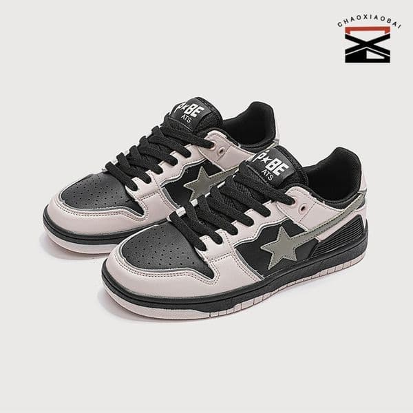 chao xiao bai Free Shipping Unisex Multi-colored Star Design Flat Sneakers - Low Top Skate Style Shoes