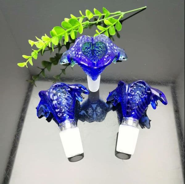 Smoking Pipes Blue Double Snake Head Bubble Wholesale Glass Hookah, Glass Water Pipe Fittings,
