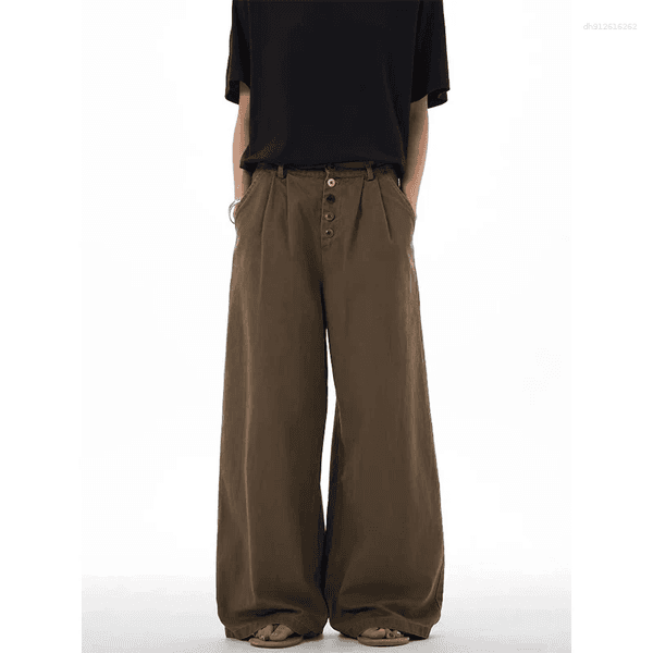 Men's Jeans Autumn Brown Y2k Baggy Cargo Harajuku Vintage Boyfriend Denim Trousers Japanese 2000s Style Oversize Pants