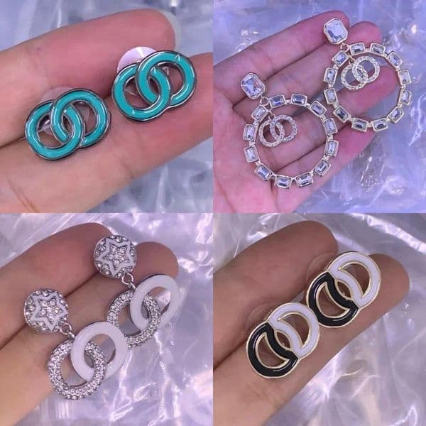 New Styles Women's Designer Earrings Letter Stud Inlay Crystal Pearl High Quality Earrings Geometric Diamond Fashion Jewelry High Quality Copper Earrings