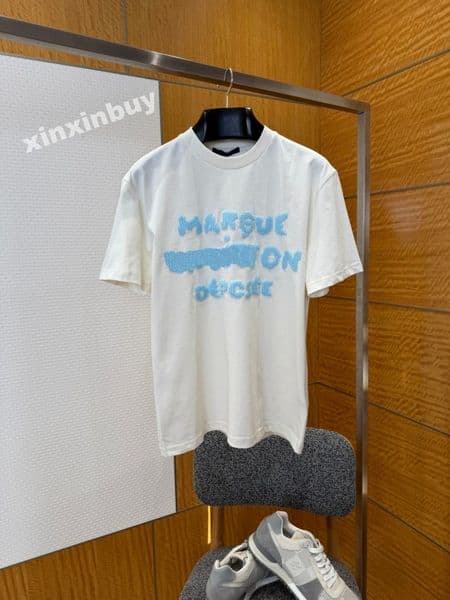 xinxinbuy Men designer Tee t shirt 2026 knit letter jacquard embroidery pattern cotton short sleeve women blue yellow red Purple white S-3XL