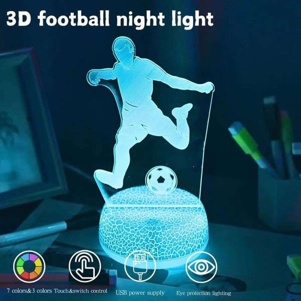 USB 3D football sports stereo light, living room bedroom decoration, fan birthday and holiday gifts