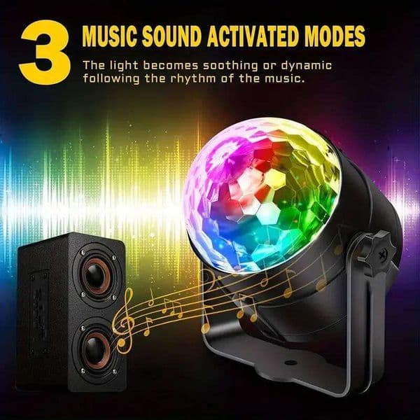 1 PC Disco Ball Party Light with US power supply and remote control, 7-color sound-controlled music synchronization