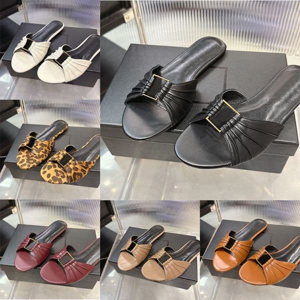 Beach Babylone Sandal Slipper Designer Mules Free Shipping Women Leather Summer Slides Casual Flat Heels 1084