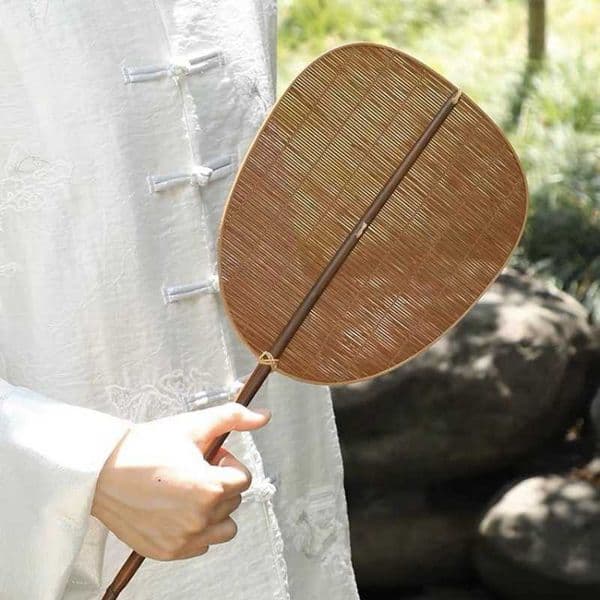 Bamboo Wooden Bamboo Weaving Fan Chinese Style Cheongsam Fan Cattail Fan Bamboo Silk Waist Fan Hanfu Green Reed Fan H260422