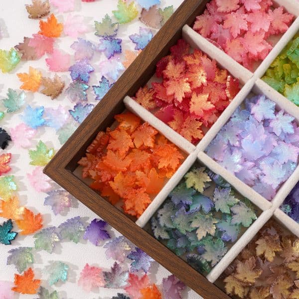 10Pcs Gradient Color Maple Leaf Glass Beads Jewellery Making Charms for Bracelet Necklace Jewelery Materials Craft Accessories 260422