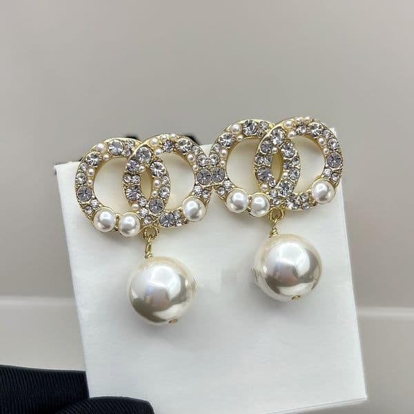 Pearl Earring Designers Jewelry Brand Letters Stud Women Luxury Earring Crystal Rhinestone 18K Gold Plated Earrings Party Gift
