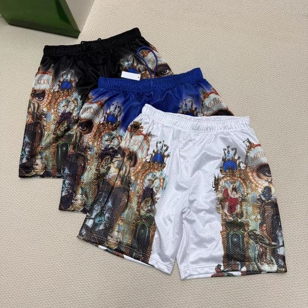 Designer Men's Mesh Shorts Pattern Print Retro Sports Basketball Shorts Summer Casual Beach Swim Shorts Men Women