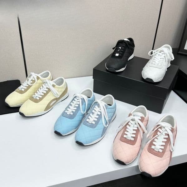 CC Camellia Desginer Shoes Women's Quilted Lace-Up Sneakers - Classic Rhombus Stitching Casual Shoes, Low-Top Breathable Trainers Girlfriend Daughter Gift Size 35-41